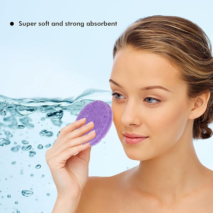 50 Pcs Compressed Facial Sponges Facial Makeup Natural Cosmetic Spa Sponges for Women Cleansing, Exfoliating Mask, Makeup Removal, Dead Skin, and Dirt, Travel Essentials(Multi-Color)