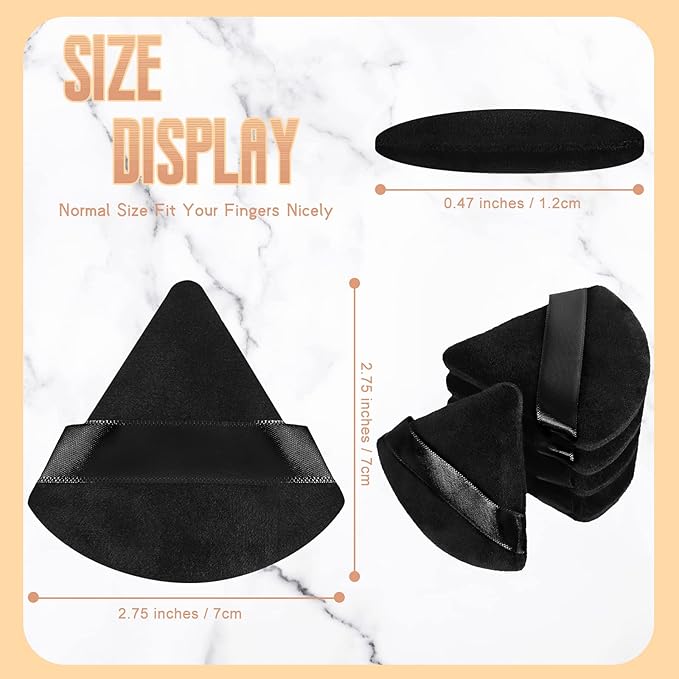 Suclain 48 Pcs Velour Triangle Powder Puff Soft Velour Makeup Puff for Face Powder Makeup Triangle Sponges for Wet and Dry Cosmetic Foundation Loose Mineral Body Tool(Black)