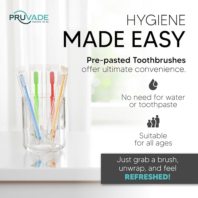 300 Pack Disposable Toothbrushes with Toothpaste, Built in | Prepasted Toothbrushes Individually Wrapped | Single Use Waterless Tooth Brush Soft Bristles for School, Hotel, Camping, Travel