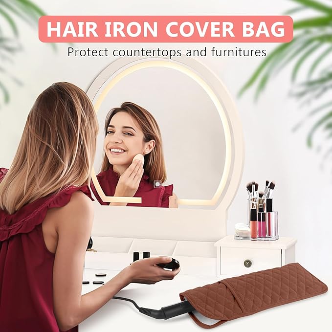 Heat Resistant Hair Tools Organizer Bag Portable Travel Storage Cover Case for Hair Straighteners, Curling Irons, Flat Irons and Hot Styling Tools(13.8" x 5.5")
