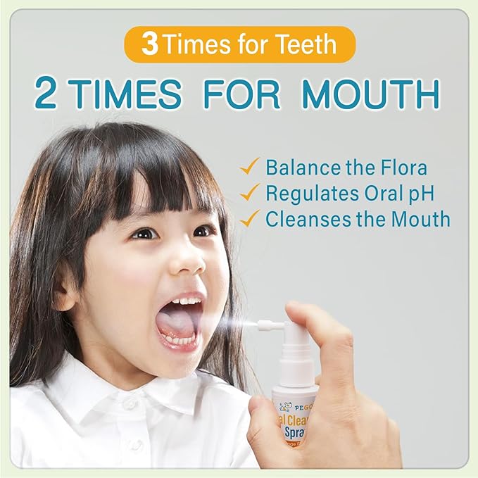 PEGO Kids Oral Spray - Toddler Toothpaste Helper for Fresh Breath, Fruit-Flavored, Probiotic Mouth Spray,Fluoride Free for Newborn to 12 Years (40ml*1, Orange)