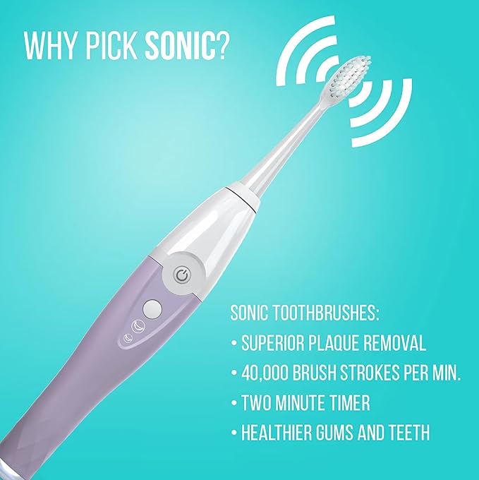 TAO Clean UV Sanitizing Sonic Toothbrush and Cleaning Station, Electric Toothbrush, Dual Speed Setting, Lilac Bliss