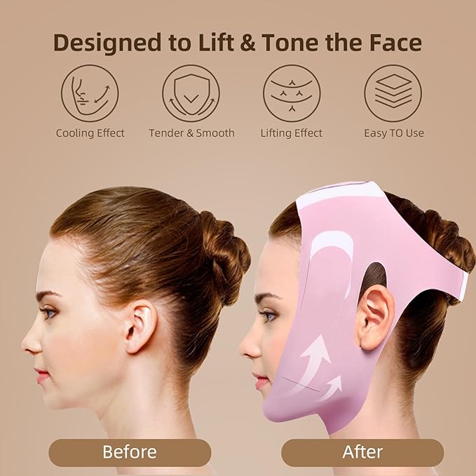 V-Line Lifting Chin Strap for Sleeping & Yoga, V-Line Mask, Chinstrap for Sleeping, Reusable Face Strap, Jaw Strap，Jawline Shaper，Chin Up Patch, V-Shaped Belt, Shaped Face Mask for Sagging