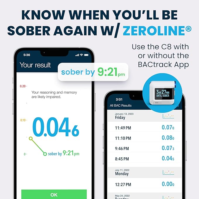 BACtrack C8 Breathalyzer | Professional-Grade Accuracy | Optional Wireless Smartphone Connectivity | Compatible w/Apple iPhone, Google & Samsung Android Devices | Apple HealthKit Integration