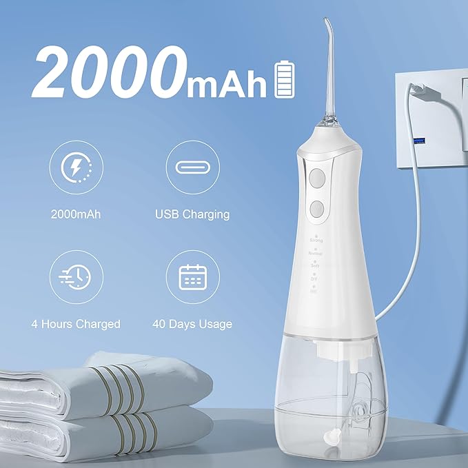 Electric Flosser Water Flosser Portable Dental Flosser Oral Cleaning (L11 White)