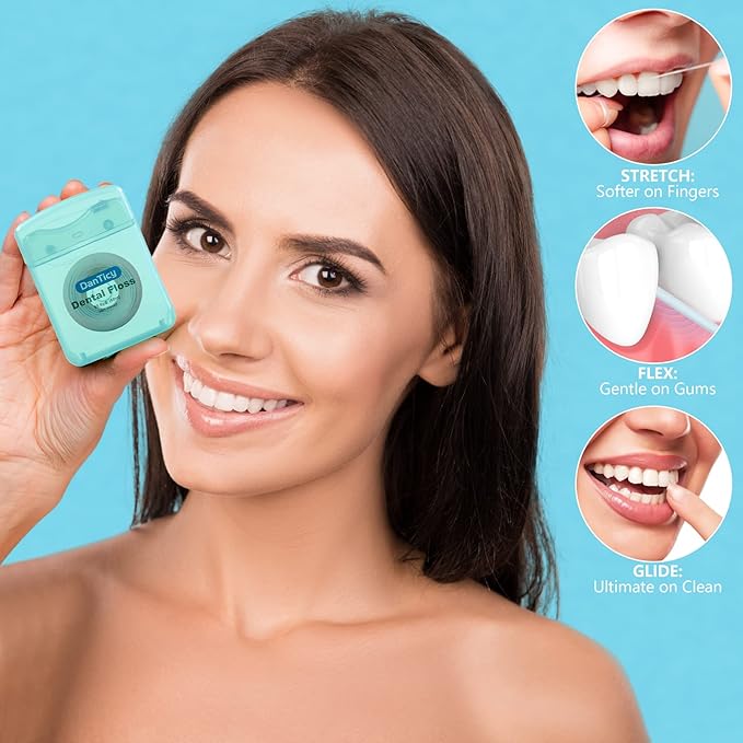 Dental Floss Deep Clean Waxed Floss Extra Wide Cleaning Slides Smoothly & Easily Perfect for Individuals with Tight & Small Gaps Between Teeth PFAS Free | Mint Flavored 66Yards x 4 Pack 630D