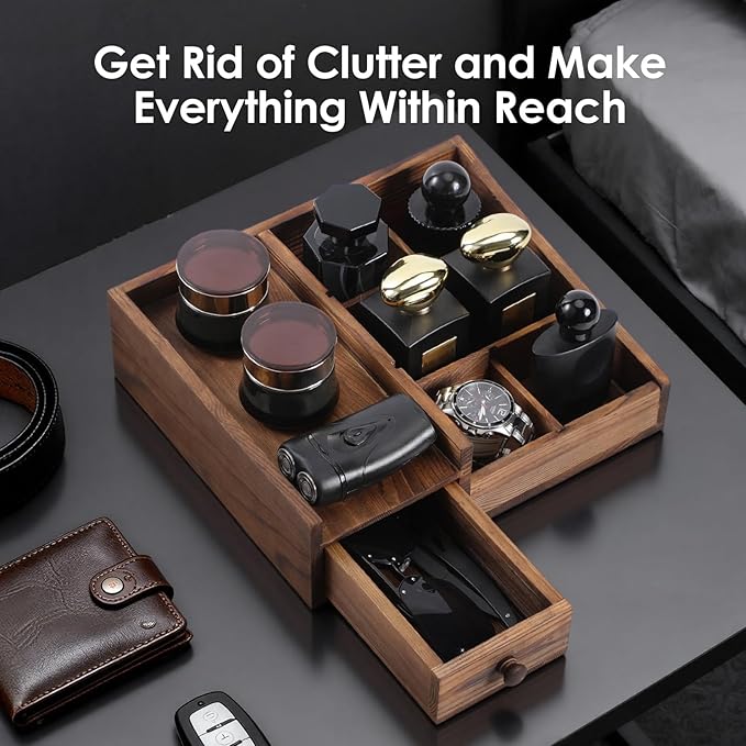 Organizer For Men,Bathroom Countertop Organizers,Perfume Organizer,Cologne Organizers,Bathroom Storage,Perfume Stand,Gifs For Men,Mens Valentines Day Gifts,Adjustable Partition(Bourbon Brown)