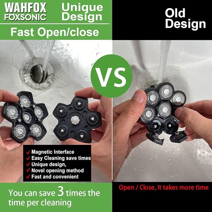 FOXSONIC 6 Blades Universal Magnetic Shaver Blades for Head Shaver and Other Brands Head Shaver