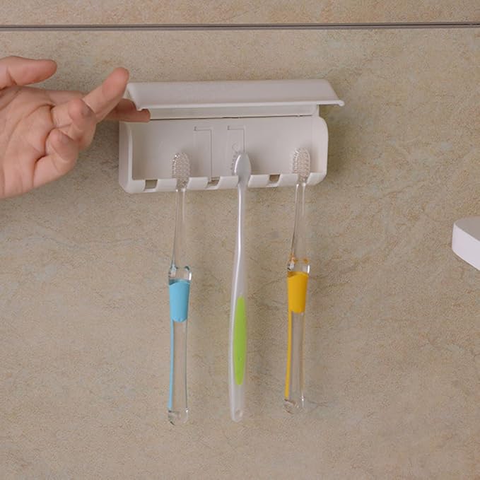 Toothbrush Holder with Cover (Ivory White)