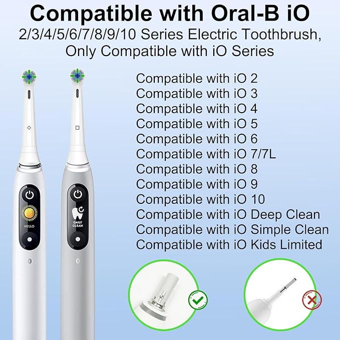 Replacement Heads Compatible with Oral B iO Electric Toothbrush, Replacement Toothbrush Heads Fit for Oral-B iO 2/3/4/5/6/7/8/9/10 Series Toothbrush, 8 Packs (White)