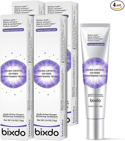 Pap Teeth Whitening Toothpaste, Hydroxyapatite Enamel Repair for Sensitive Teeth & Gums, Fluoride-Free, 28 Days Brightening, Flower Mint, 2.6oz (Pack of 4)