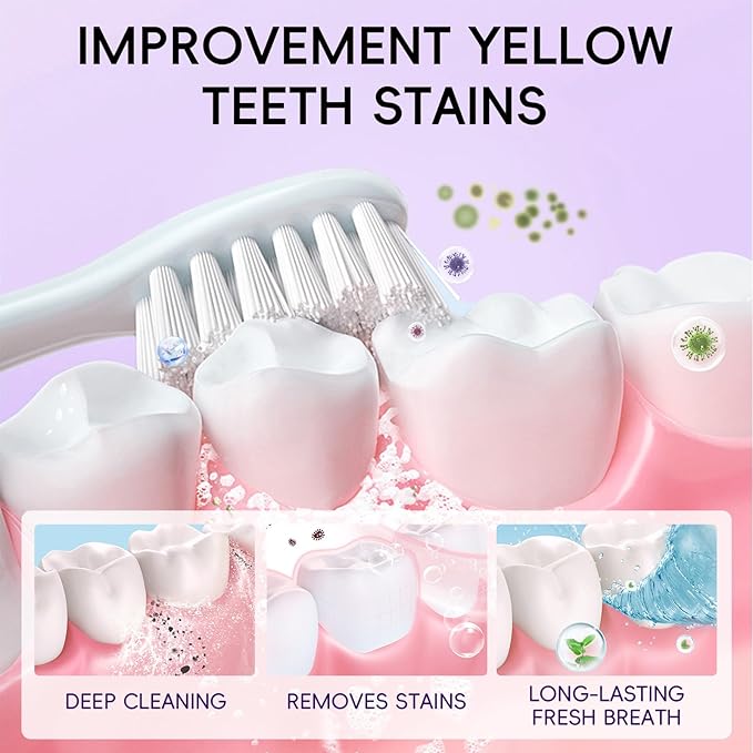 Teeth Whitening Powder Purple Teeth Whitening Kits Natural Tooth Powder Halloween Theme Favors Gifts Set Powder Toothpaste for Men Women Tooth Stain Removal