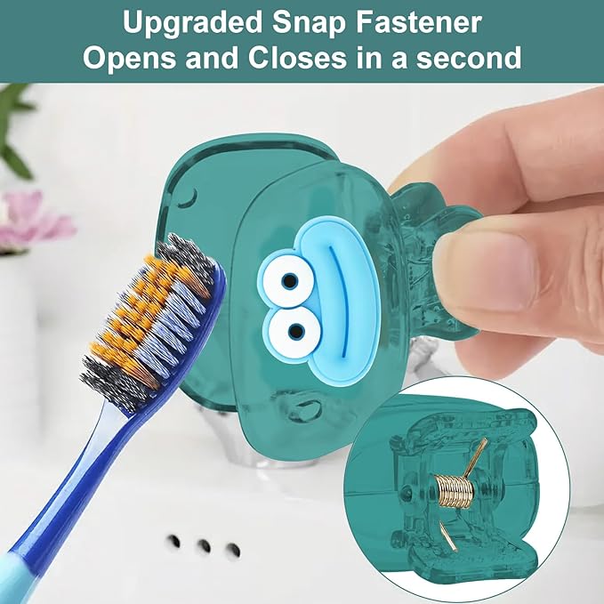 Upgrade Travel Toothbrush Head Covers Toothbrush Protector Cap Brush Pod Case Protective Portable Plastic Clip for Household Travel, Bathroom, School, Camping, Business (K, 4 Pack)
