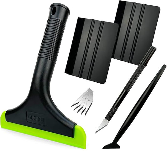 CARTINTS Install Window Film Tint Squeegee Kit, with 7.5in Long Glass Wiper, 4IN Wrap Applicator, Cutter & Blades, Micro Squeegee