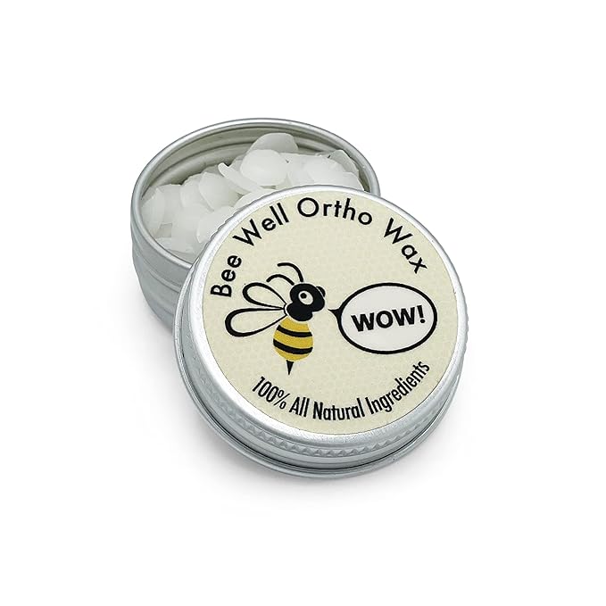 Bee Well Ortho Wax Pure | All Natural Extra Firm Braces Wax | Protect, Prevent & Relieve Orthodontic Braces Discomfort & Mouth Pain | Aluminum Jar | 75 Pieces of Wax for Braces