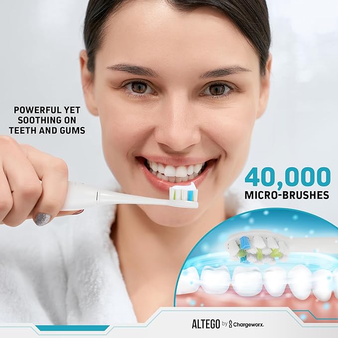 ChargeWorx Altego Ultra-Sonic Combo Set, Portable Electric Toothbrush and Water Flosser, Cordless Oral Irrigator and Rechargeable Dental Kit with Extra Tips