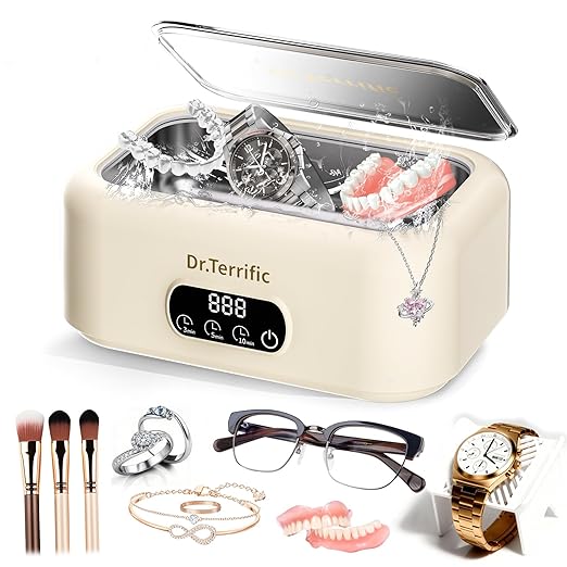 Ultrasonic Jewelry Cleaner, Extra-Large Cavity, 700ml,48000Hz Ultrasonic Cleaner Machine for Jewelry, Eyeglasses, Rings, Watch,Three Cleaning Modes, Latest Model Machine,M9B201