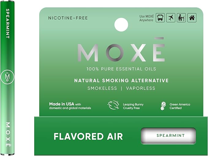 MOXE Natural Spearmint Air Inhaler | Non Electric Long-Lasting Flavored Air Refreshing Support | Oral Fixation Spearmint & Menthol Essential Oils, Craving Relief