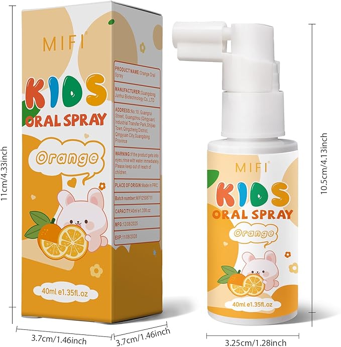 PEGO Kids Oral Spray, Toddler Toothpaste Helper for Fresh Breath,Fruit-Flavored & Portable, for Baby's Daily Oral Care (2Pack, Orange)