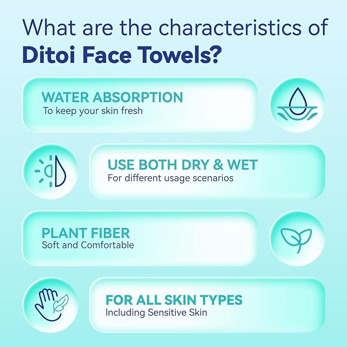 Ditoi Disposable Face Towels,Ultra Thick Face Towelettes XL, Lint-Free Cotton Facial Cloths for Makeup Removal & Skin Care,10"×12", 200 Count (4 Pack)