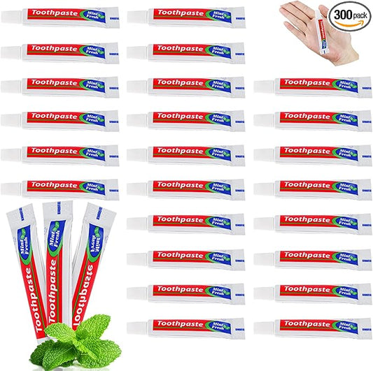 300 Tubes Bulk Travel Size Toothpaste,Extra Small 0.35 oz Small Toothpaste Travel Size Bulk 0.8x3.5 inches Peppermint Mini Disposable Toothpaste for Hotel,Guests,Homeless,Charity