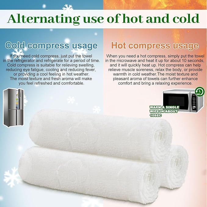 Moist Cotton Towel Bulk Moist Towelettes Individually Wrapped,White Towel Services,Refreshment Pre Moistened Towels for Dentist Travel Sport Party Hotel 200，Cucumber