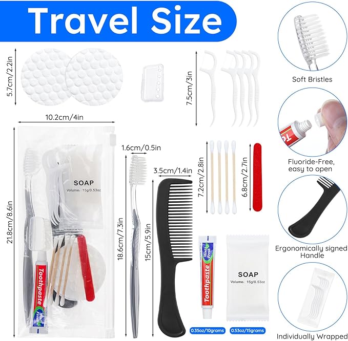 Travel Toothbrush Kit, Hygiene Kit Comes in A Double Sealed Individual Package, Personal Hygiene Kit for Hotel, Camping, Home and Travel (50 Set)