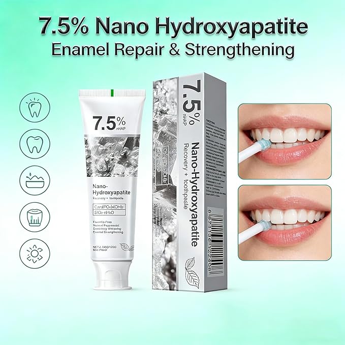 Hydroxyapatite Toothpaste, 7.5% Nano Hydroxyapatite Toothpast, Deep Cleaning for Advanced Enamel Protection, Fluoride-Free Gentle and Effective Formula with Fresh Mint (2 Sets)