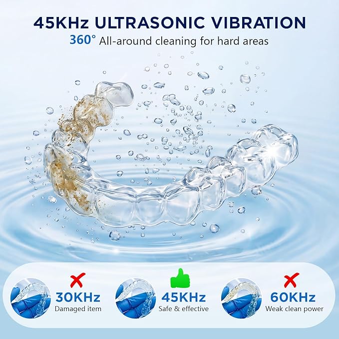 Ultrasonic Retainer Cleaner with 4 UVC Light, Jinyeda 45kHz Rechargeable Retainer Cleaner Machine 24W, 4000mAh Battery, 200ML Dental Cleaning Pod 3 Mode for Mouth Guard Aligners Denture