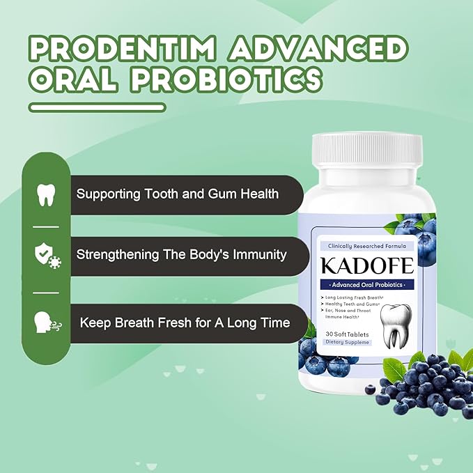Oral Probiotics for Teeth and Gums & Fresh Breath - Gum Restore & Bad Breath Treatment for Adults |3.5 Billion Advanced Oral Probiotics for Bad Breath, Chewable 30 Tablets (Avocado-1pcs)