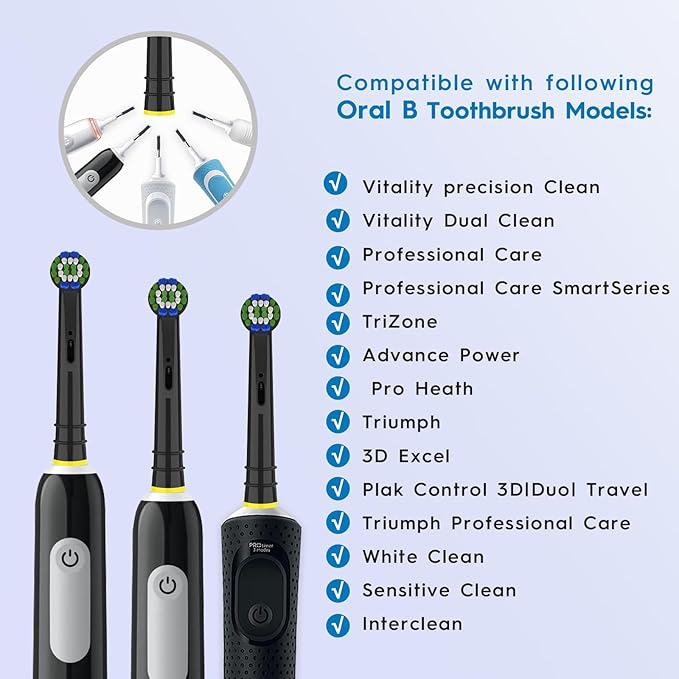 Replacement Toothbrush Heads Compatible with Oral B Braun, 12 Pack Professional Electric Toothbrush Heads Compatible with Oral B Pro 1000, 500, Smart 1500