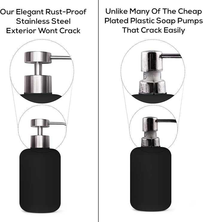 Elegant Flat Top Stainless Steel Soap and Lotion Dispenser Pumps (Brushed Nickel, 2 Pack)