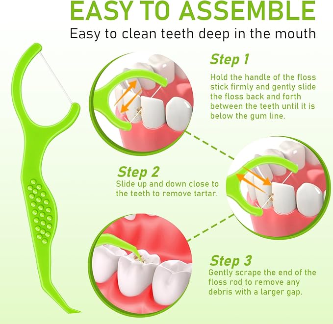 Dental Flossers 50 Count Each Individually Wrapped, Fresh Mint Professional Tooth Picks Flossers for Adults Provide a Deep Cleaning with Portable Case