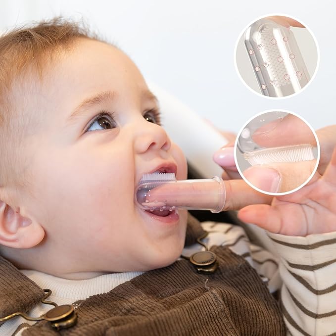 haakaa Silicone Baby Finger Toothbrush Set, Baby’s First Toothbrush with Case, Soft Bristle Toothbrush for Infant Oral Care, 3 Months +