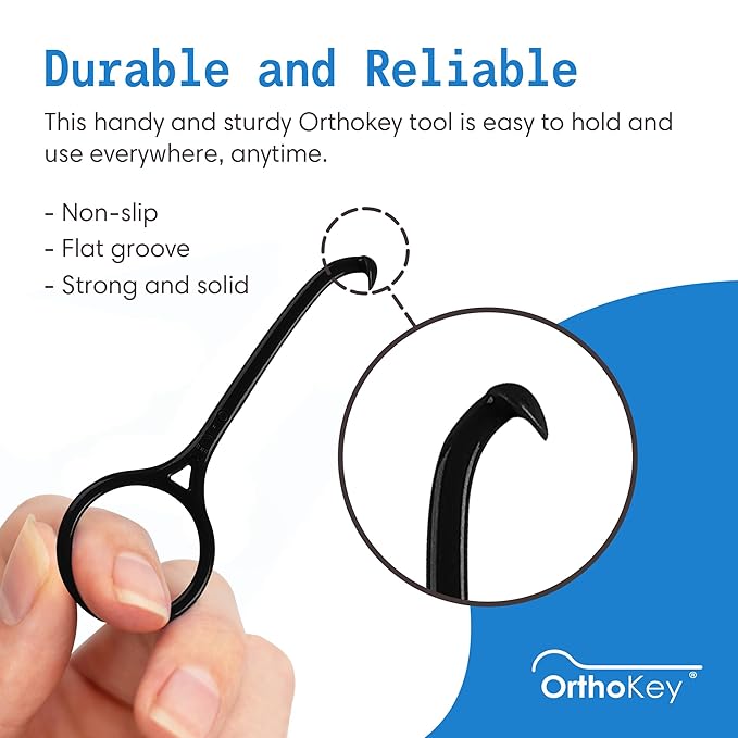 OrthoKey Retainer & Aligner Removal Tool - Dental-Grade Orthodontic Supplies for Invisible Braces, Cleaning & Travel - Bracket & Denture Remover (2-Pack) Black