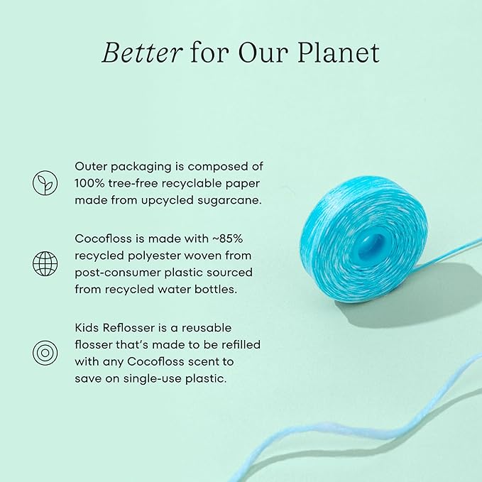 Cocolab Kids Reflosser, Reusable, BPA-Free Flosser for Children with Sticker Pack, Dentist-Designed Eco-Friendly Oral Care Tool, Floss Holder for Healthy Teeth (Floss Not Included)