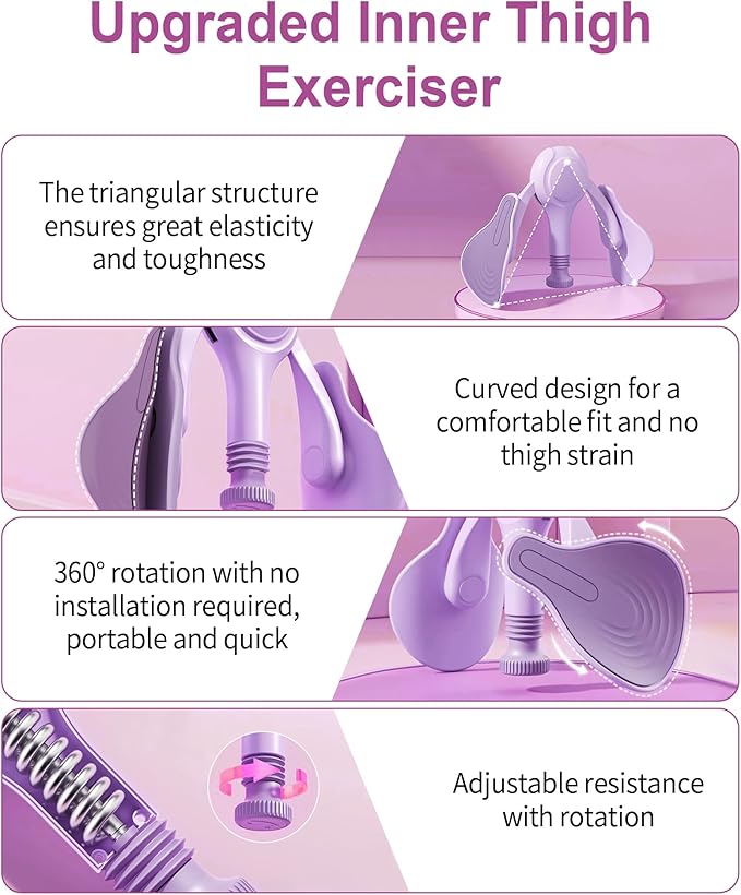 Upgraded Thigh Exerciser Kegel Exerciser, Adjustable Resistance Pelvic Floor Muscle Exercise Devices, Inner Thigh Workout Pelvic Trainer for Women, Home Workout Equipment for Hip, Leg, Arm