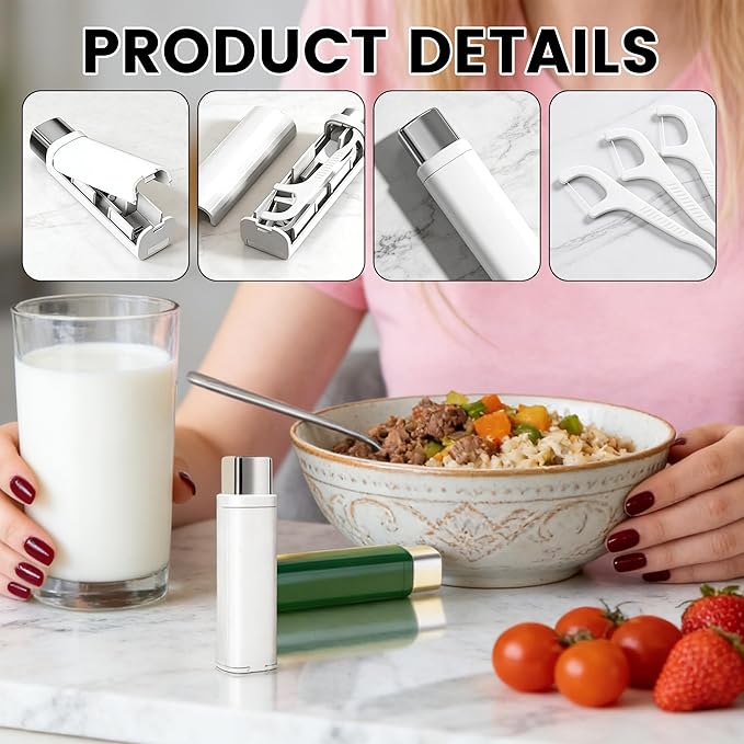 Portable Floss Dispenser with 100 Pcs Dental Floss, 2026 New Dental Floss Dispenser Dental Floss Picks Case, Refillable Automatic Travel Floss Pick Organizer Pocket Floss Boxes (200 Pcs Flossers)