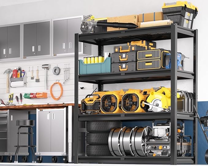 PrimeZone 40" W Heavy Duty Garage Shelving 2200 LBS 4 Tier Storage Shelves Adjustable Industrial Metal Wire Shelf Utility Rack for Garage,Basement,Pantry,Warehouse,Commercial,40" WX20 DX60 H 8Pack