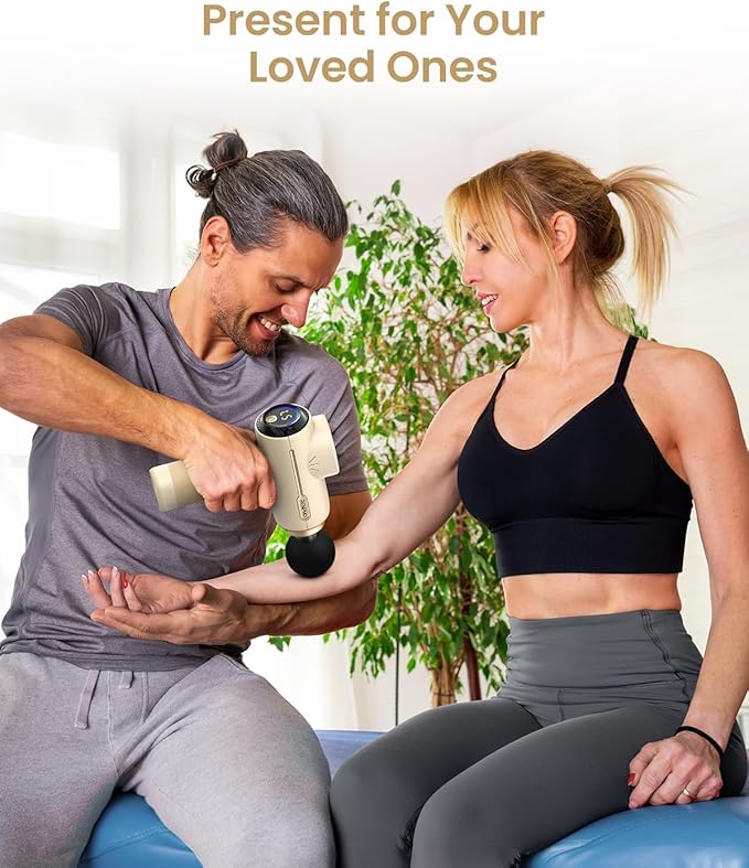 RENPHO Massage Gun Deep Tissue FSA Eligible, Valentines Birthday Gifts for Women Men, HSA Portable Percussion Massager for Back and Neck, Handheld Device with Carry Case, Active Tan