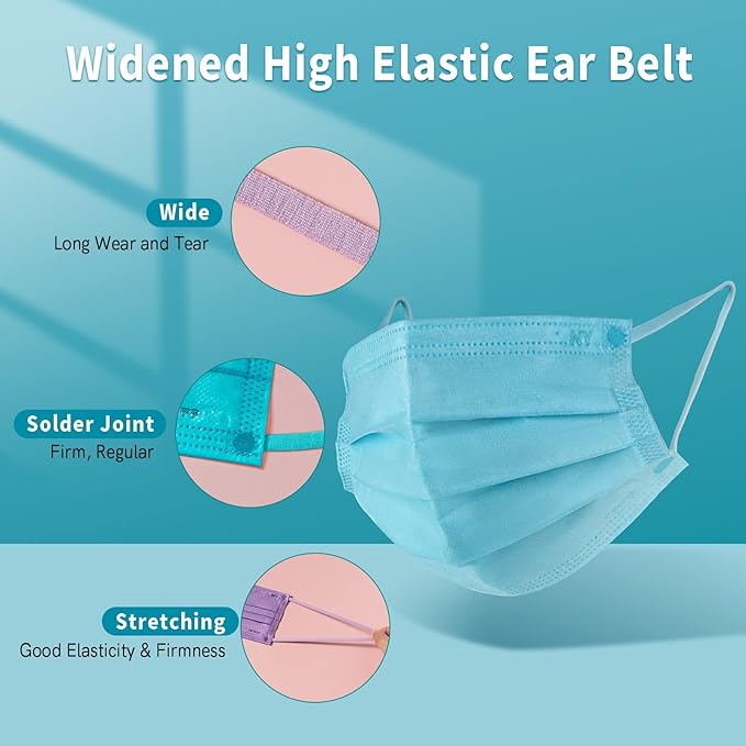 FWPP 4 Layer Individually Wrapped Disposable Face Masks 50 pcs Blue Earloop