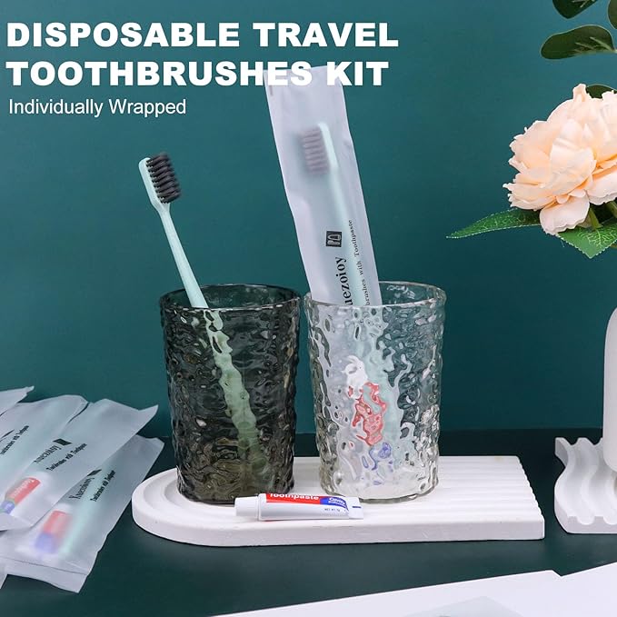 Disposable Toothbrushes with Toothpaste,500 Pack Green Individually Wrapped Disposable Travel Toothbrushes Kit in Bulk for Homeless,Nursing Home,Hotel,Charity