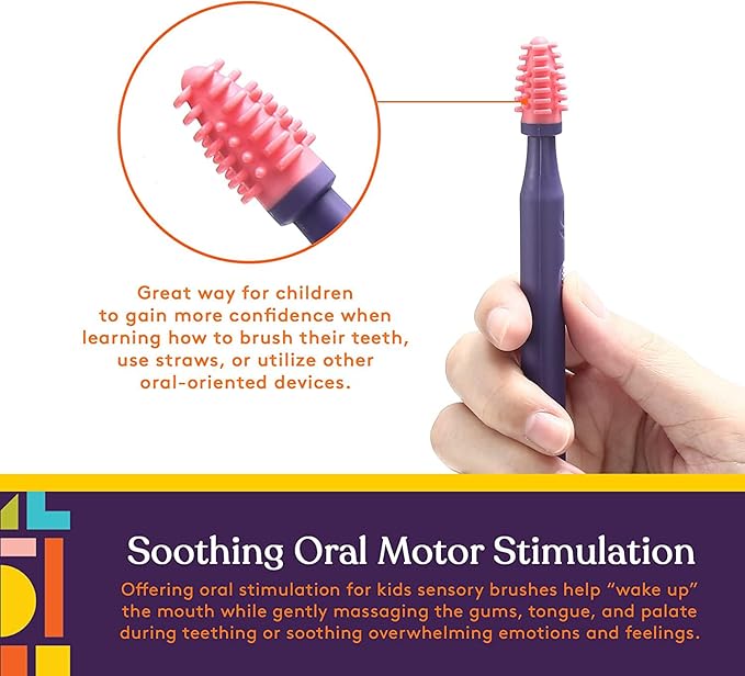 Special Supplies Sensory Mouth Brushes and Oral Stimulation Tools for Kids and Adults, Wake Up Mouth for Desensitization, Soft, Flexible, Textured Silicone (6 Pack)