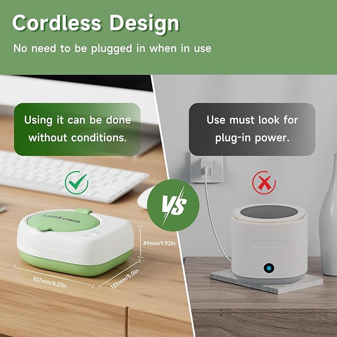 50kHz Cordless Ultrasonic Retainer Cleaner Machine Rechargeable Portable Wireless Retainer Cleaner USB Fast Charge 2000mAh Battery Charge Once Use 8 Times Small Travel Size 80ml