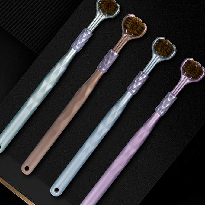 Three Headed Toothbrush – 18.5cm PP Soft Bristle 4pcs, Cleaning Tool, Care Aid | Perfect for Home Bathroom Use, Child Friendly Brushing, Adult Hygiene Routine, Travel Kit Packing, Family