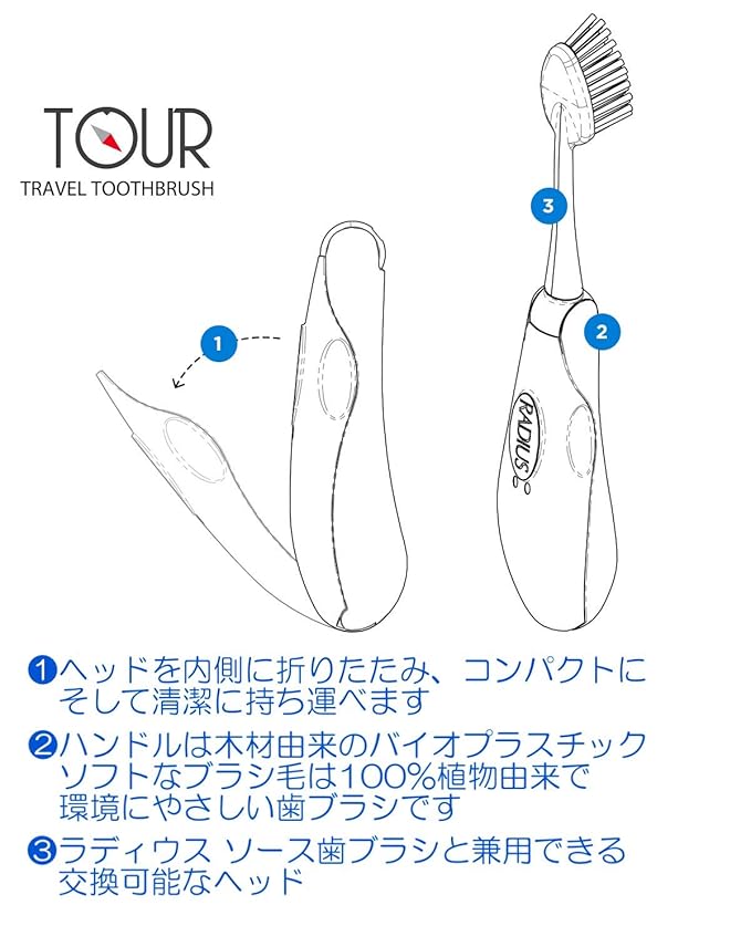 Radius Tothbrush Tour Travel Brush, Orange, BPA Free and ADA Accepted, Designed to Improve Gum Health and Reduce The Risk of Gum Disease