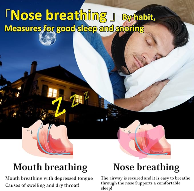 Chin Strap for Sleeping,Anti Snoring Chin Strap for CPAP Users,Don't Fade,Adjustable and Breathable Chin Strap-Keep Mouth Closed for Effectively Reduce Snoring,Skin-Friendly Comfortable Sleeping (1)