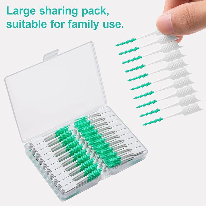 200 Pieces Interdental Brushes,Braces Brush with Silicone Head,Dental Tooth Flossing Toothpick Cleaners Tooth Tool (200PCS Blue)