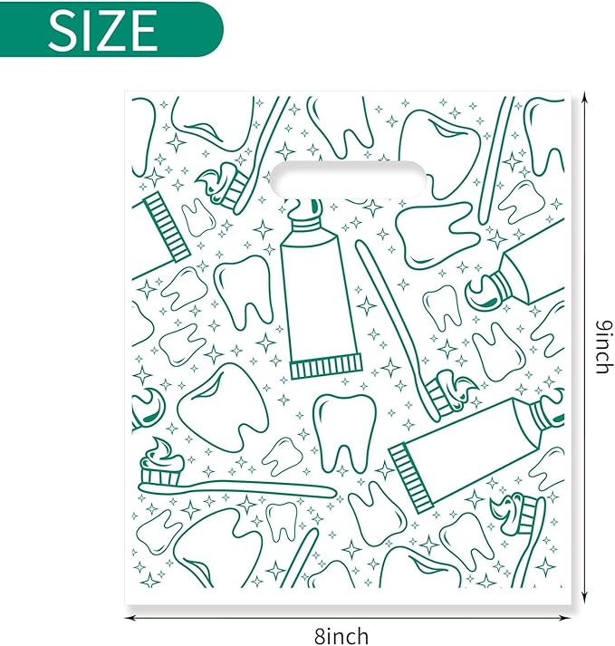 800 Pcs Dental Bags, Tooth Patient Care Dental Bags, 9 x 8 Inches dental goodie bags, for Dental Clinics, Schools and Patient use (Style 9)