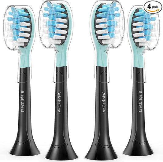 BrightDeal Replacement Head for Philips Sonicare ProtectiveClean 4100 5100 6100 DiamondClean 9500 ExpertClean 7500 FlexCare HealthyWhite Electric Sonic Toothbrush C3 G3 W3 C2 G2 C1 Brush, Black, 4 Pcs
